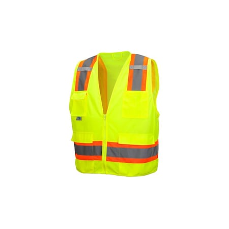 Pyramex Safety Vest, Hi-Vis, Lime, 4XL RVZ2410X4